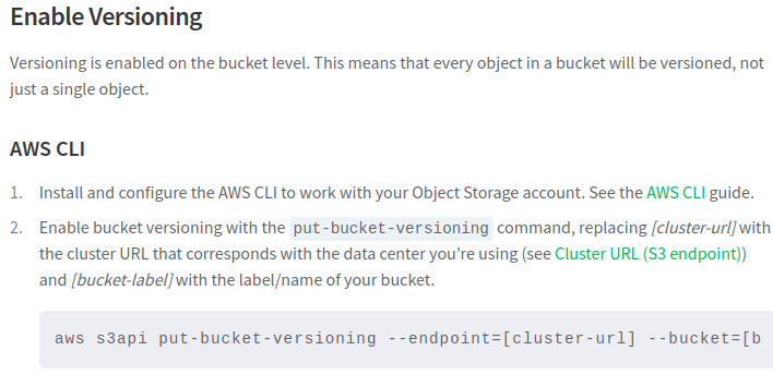 Deleting versions from a Linode s3 bucket